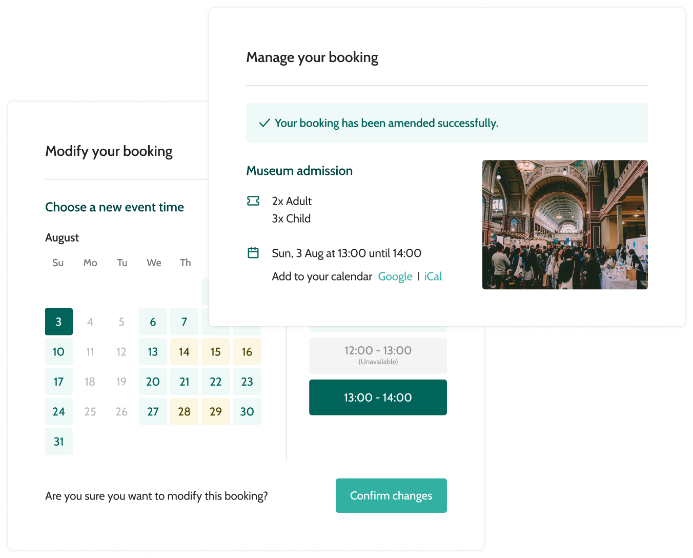 Manage your museum booking software - Beyonk graphic interface