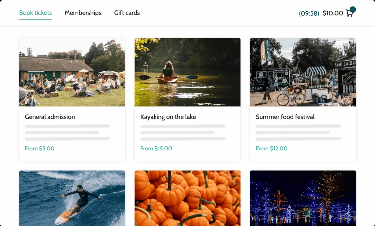 Online ticketing system where you can sell tickets, memberships, and gift cards online